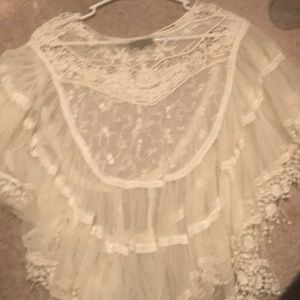 Cream chiffon pull over shawl